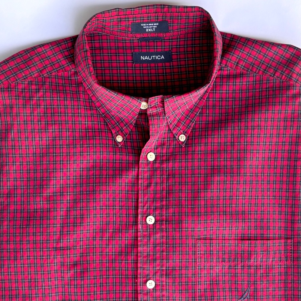 NAUTICA Check Plaid Oxford Button Down Long Sleeve Casual Shirt